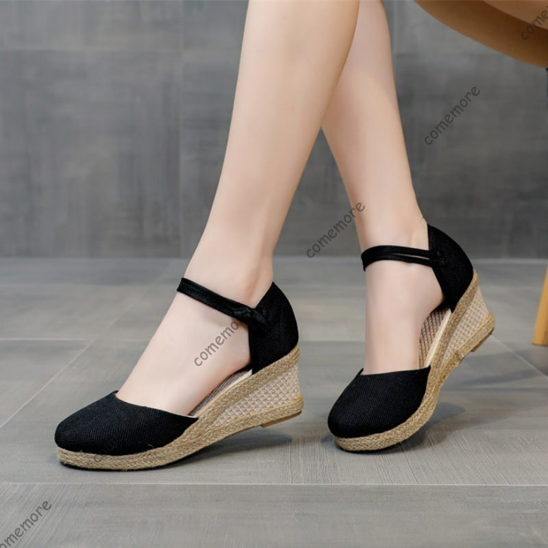 Wedge Espadrille Women - Comemore 샌들 하이힐 여름 신발 2025
