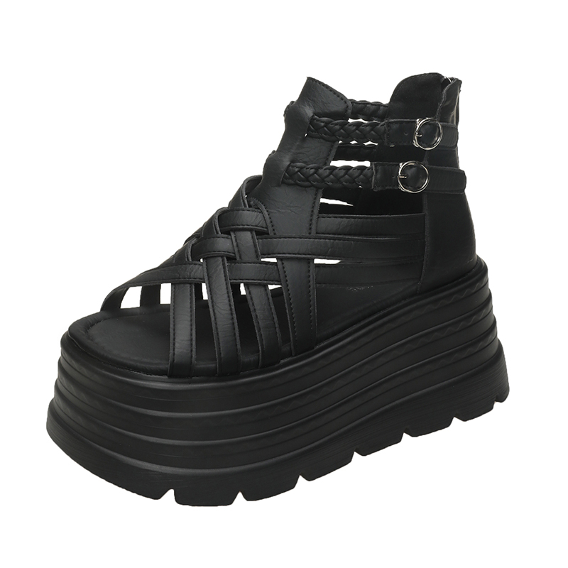 Wedge Espadrille Women - 8CM 디자이너 여성 여름 가죽 샌들