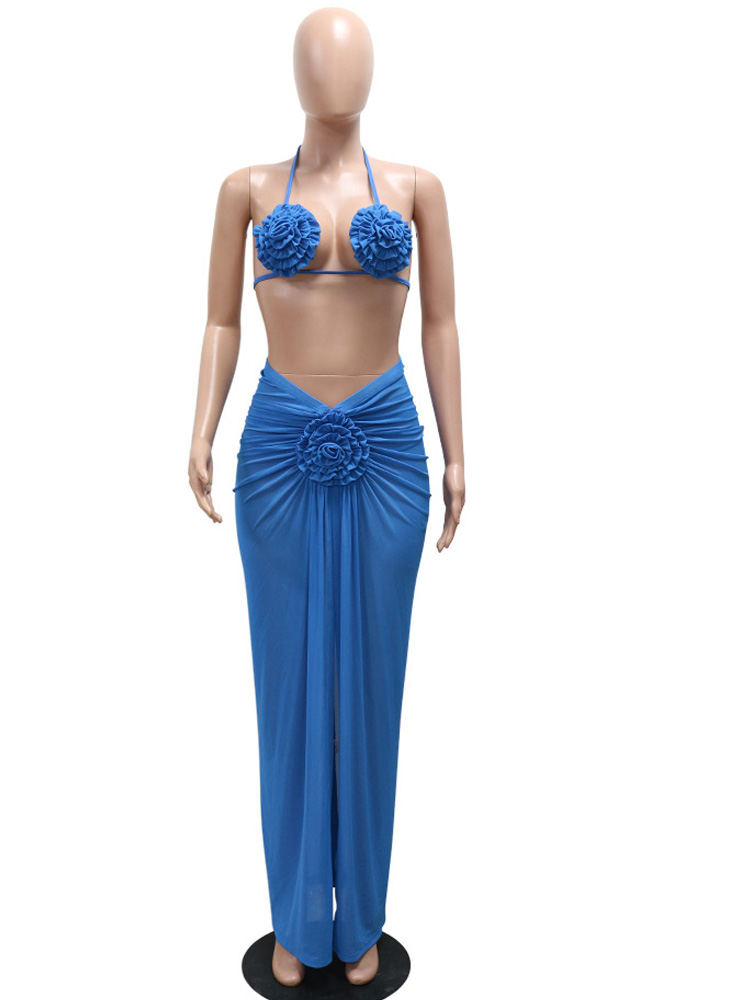 Beyprern 여성용 로얄 블루 3D 꽃 비키니 세트 - Swimsuit Bikini Ruched 리뷰 및 가격
