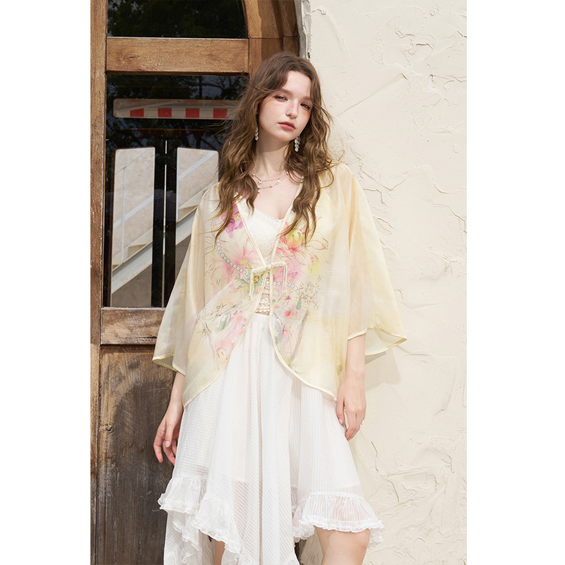 ELFSACK 새로운 중국식 개구리 버튼 기모노 재킷, - Kimono Sheer Floral 리뷰 및 가격