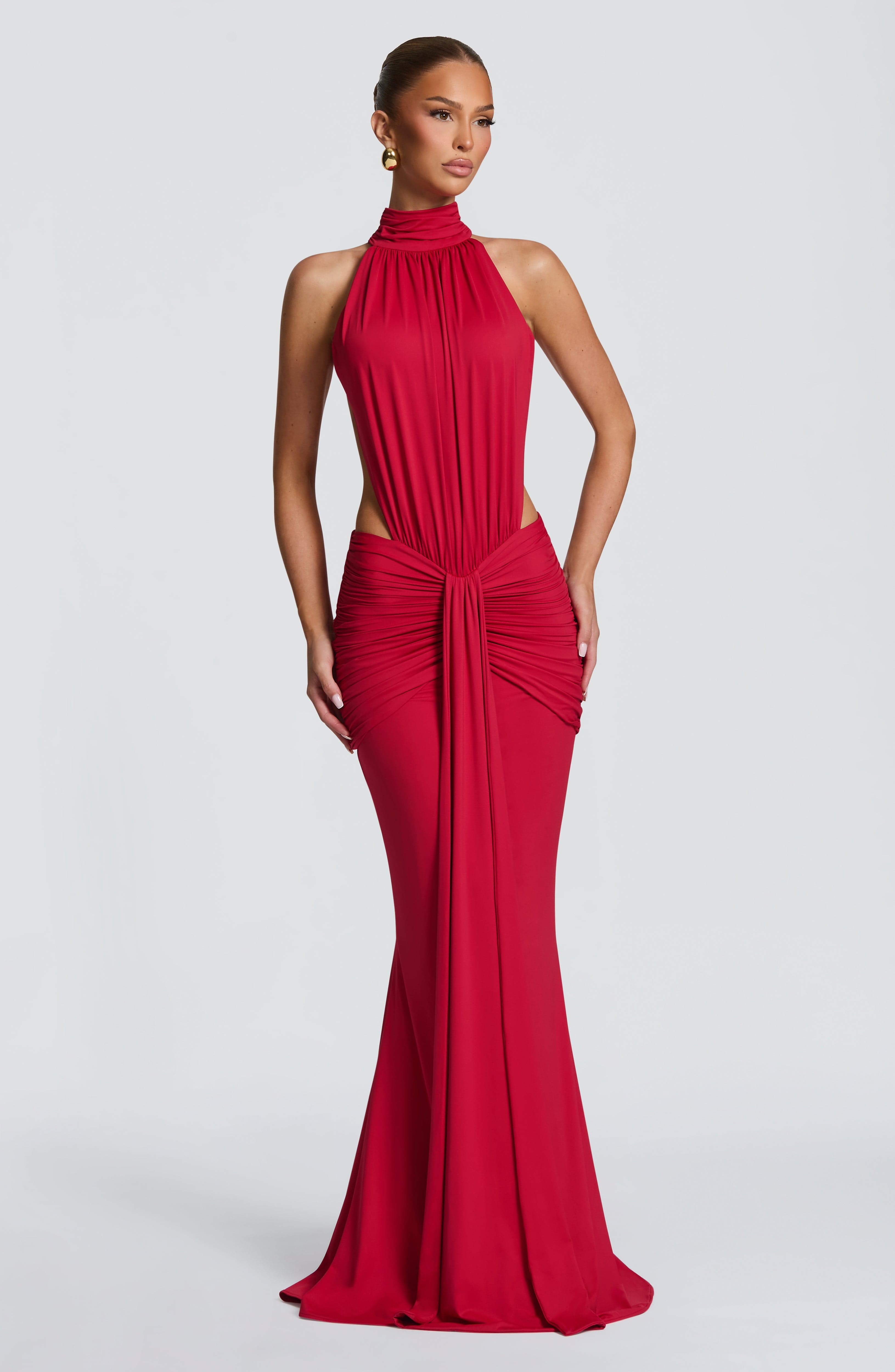 홀터 하이넥 컷아웃 허리 백리스 맥시 드레스 루슈드 드 - Maxi Dress Halter 리뷰 및 가격