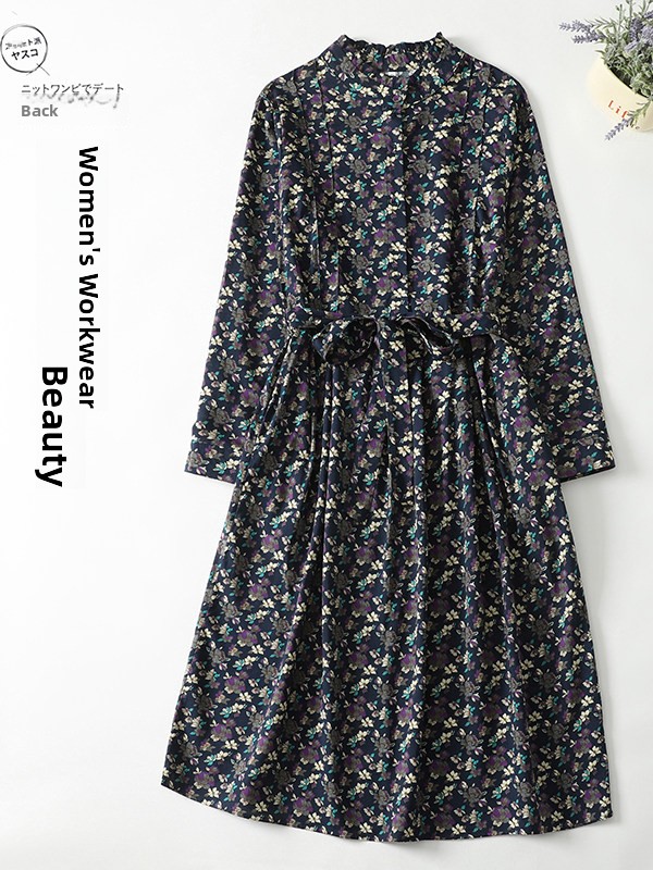 우아한 플로럴 프린트 A라인 드레스 여성 허리 조절 벨 - Midi Skirt Floral 리뷰 및 가격