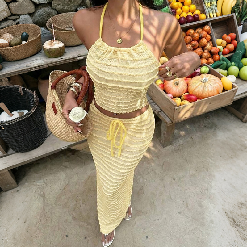 섹시하고 우아한 투피스 스커트 세트 2026 여성 여름 - Maxi Dress Halter 리뷰 및 가격