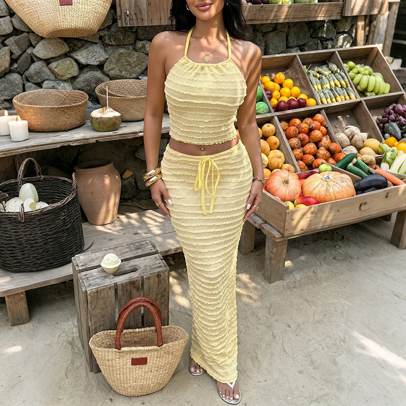 섹시하고 우아한 투피스 스커트 세트 2026 여성 여름 - Maxi Dress Halter 리뷰 및 가격