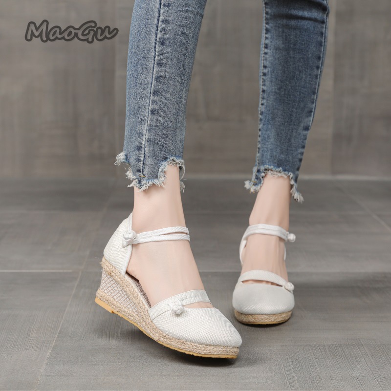 여성용 리넨 에스파드리유 웨지 샌들 라운드 토 앵클 스 - Wedge Espadrille Women 리뷰 및 가격
