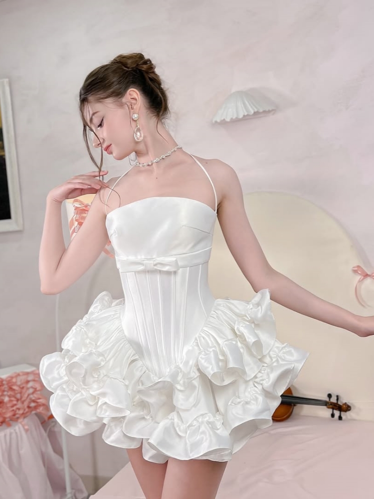 Women Pink White Lace-up Dress - Maxi Dress Halter 리뷰 및 가격