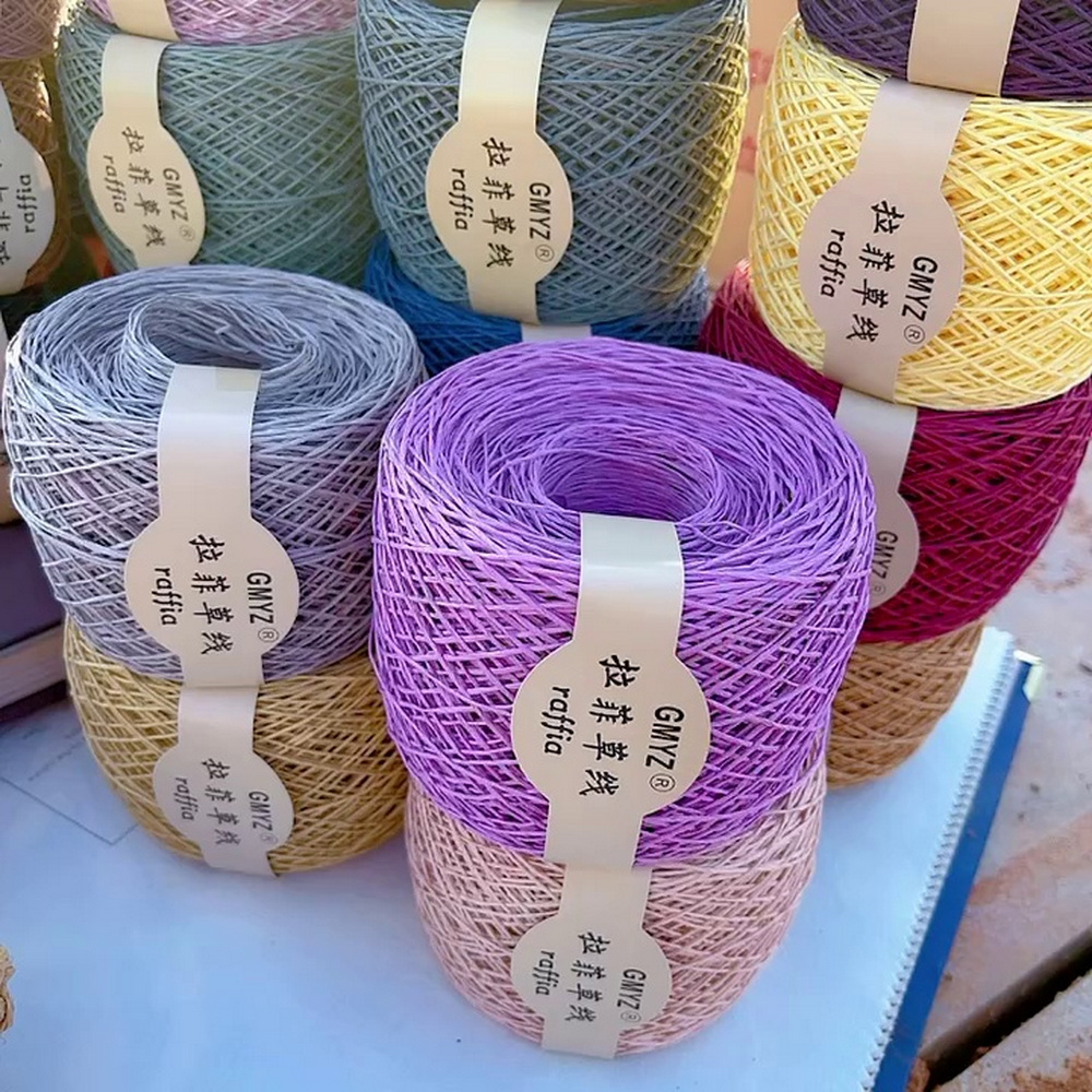 세탁 가능한 일본 식물 라피아 빨대 얇은 실 손으로 짠 - Crochet Bag Raffia 리뷰 및 가격