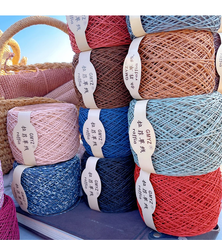 220M/롤 세탁 가능한 일본산 라피아 짚 얇은 실 손 - Crochet Bag Raffia 리뷰 및 가격